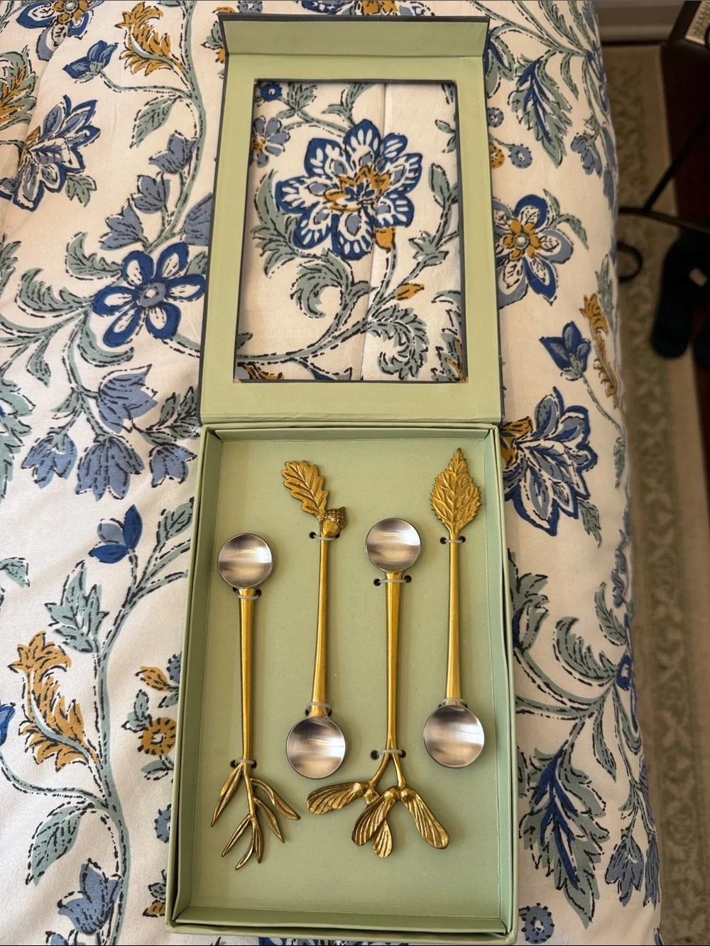 Anthropologie Gold Botanical Accent Teaspoons - Set of 4